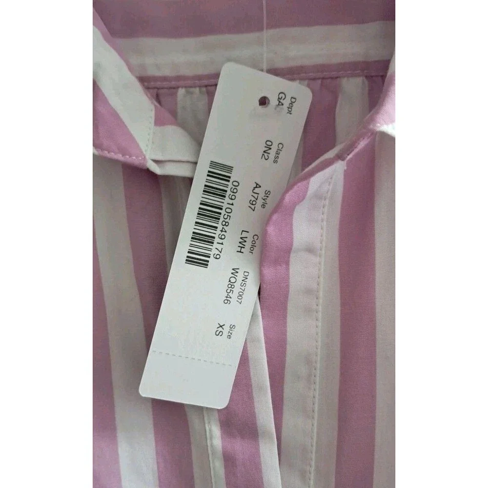 NWT J. Crew Top Women's XS Pink White Collared Popover Tunic Striped Preppy Work - Picture 8 of 13